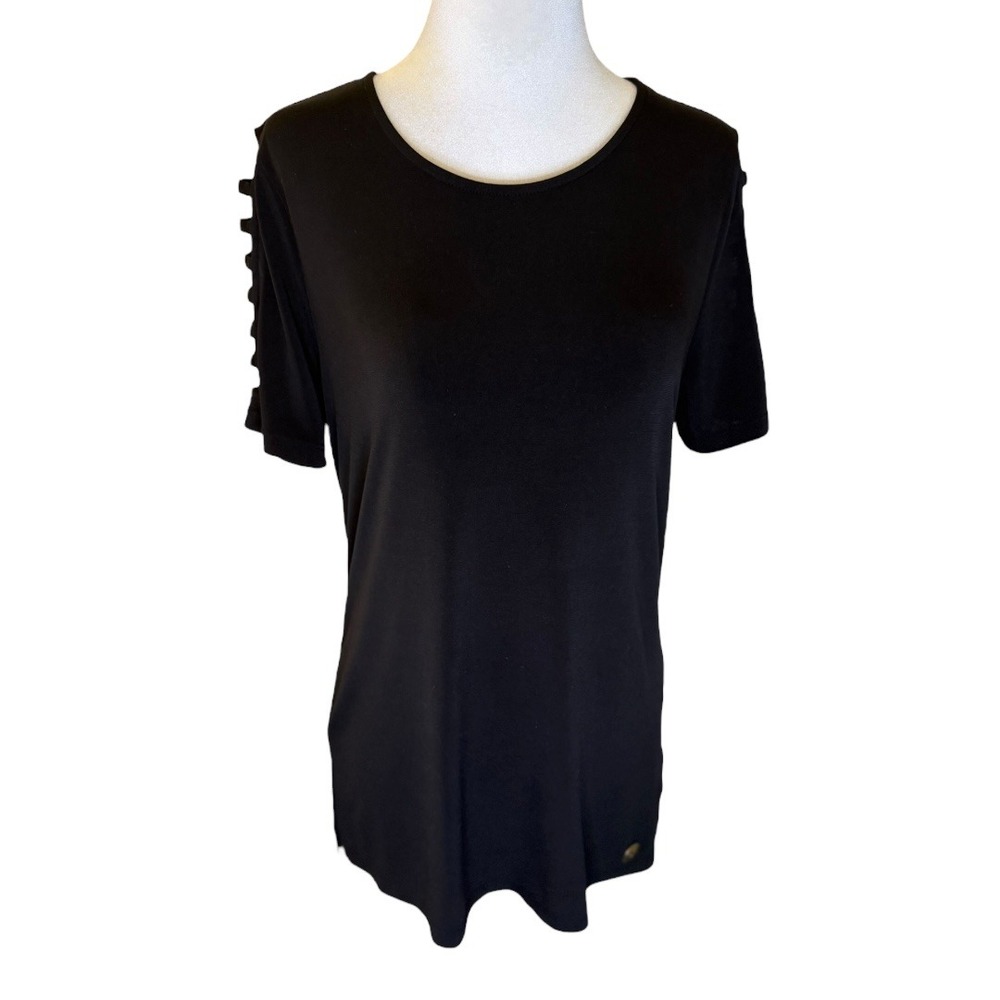 Michael Kors Black‎ T-Shirt Cut Out Sleeve Detail Casual Top Size Small